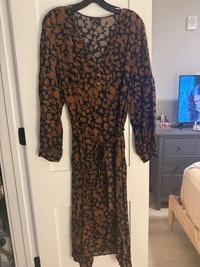 rails brown floral dress Rails | Becca Dress - Cocoa Daisy Embroidery | Premium Cotton | Size XL